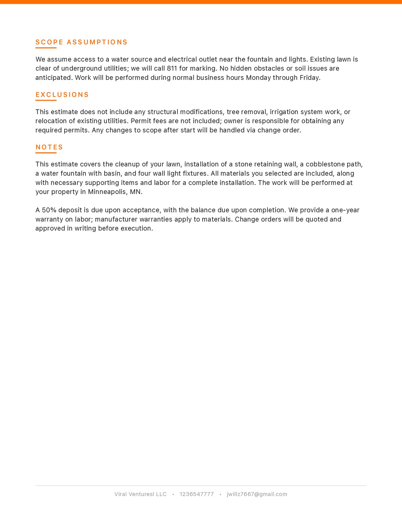 Exclusions, notes, and warranty terms